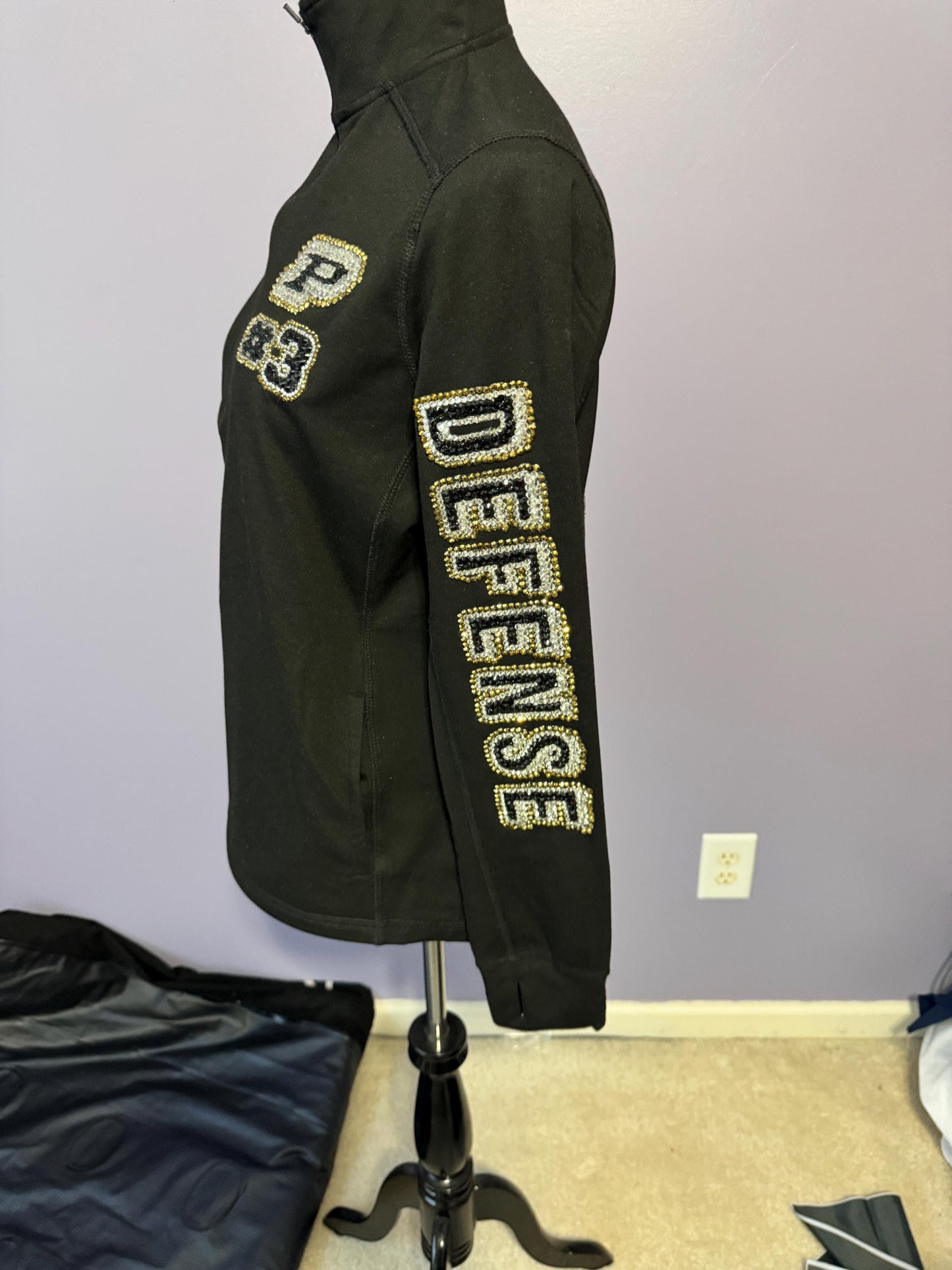 Rhinestoned Custom Quarter-Zip Jacket