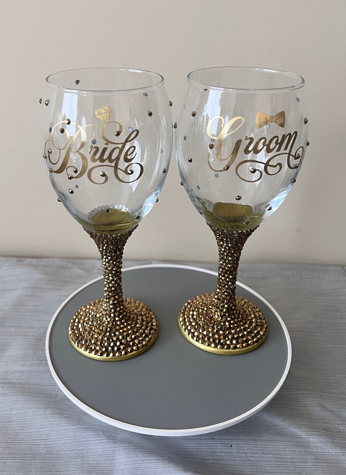 Rhinestone Wine Goblet, champagne flute, stemless wine glass, blinged Quinceanera, anniversary, wedding, Mother's Day, or bridesmaid gift