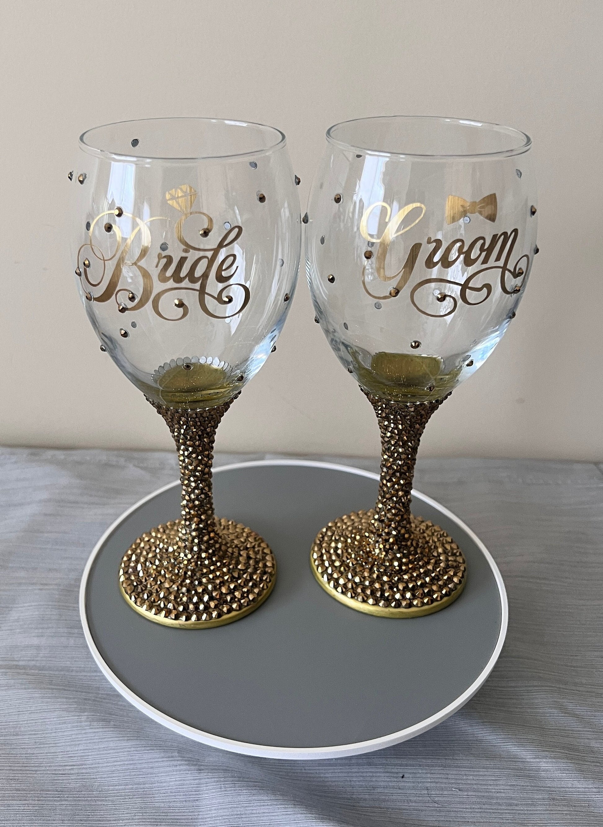 Rhinestone Wine Goblet, champagne flute, stemless wine glass, blinged Quinceanera, anniversary, wedding, Mother's Day, or bridesmaid gift