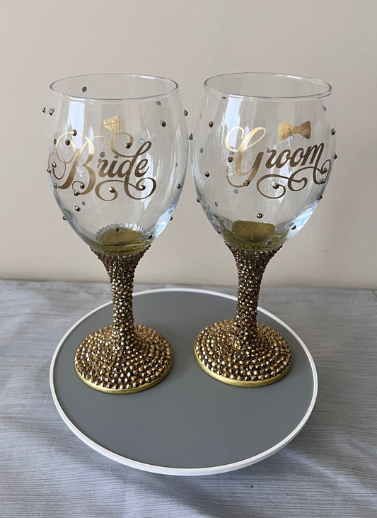 Rhinestone Wine Goblet, champagne flute, stemless wine glass, blinged Quinceanera, anniversary, wedding, Mother's Day, or bridesmaid gift