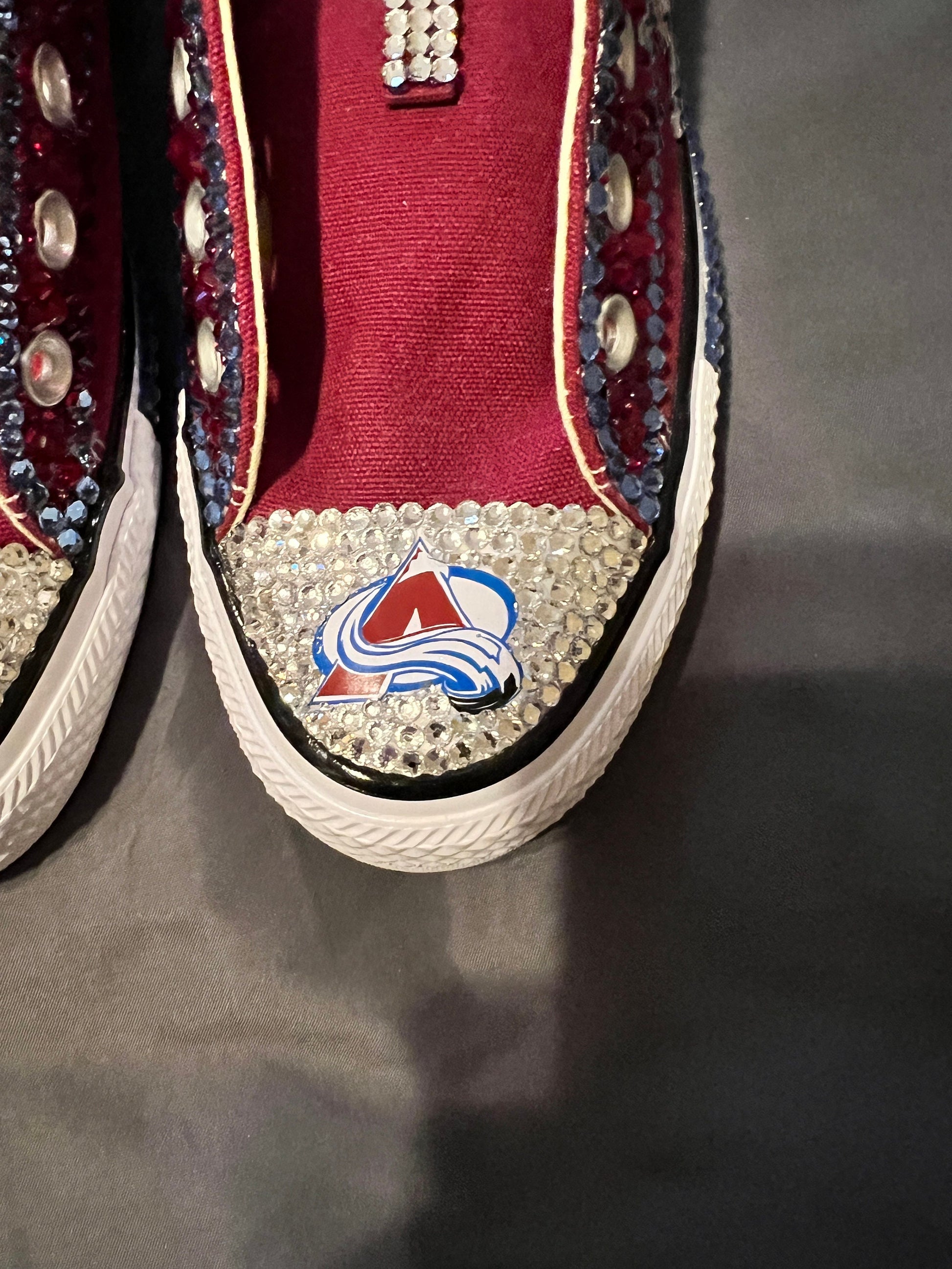 NBA/NHL Rhinestoned Low Top Converse Tennis shoes.