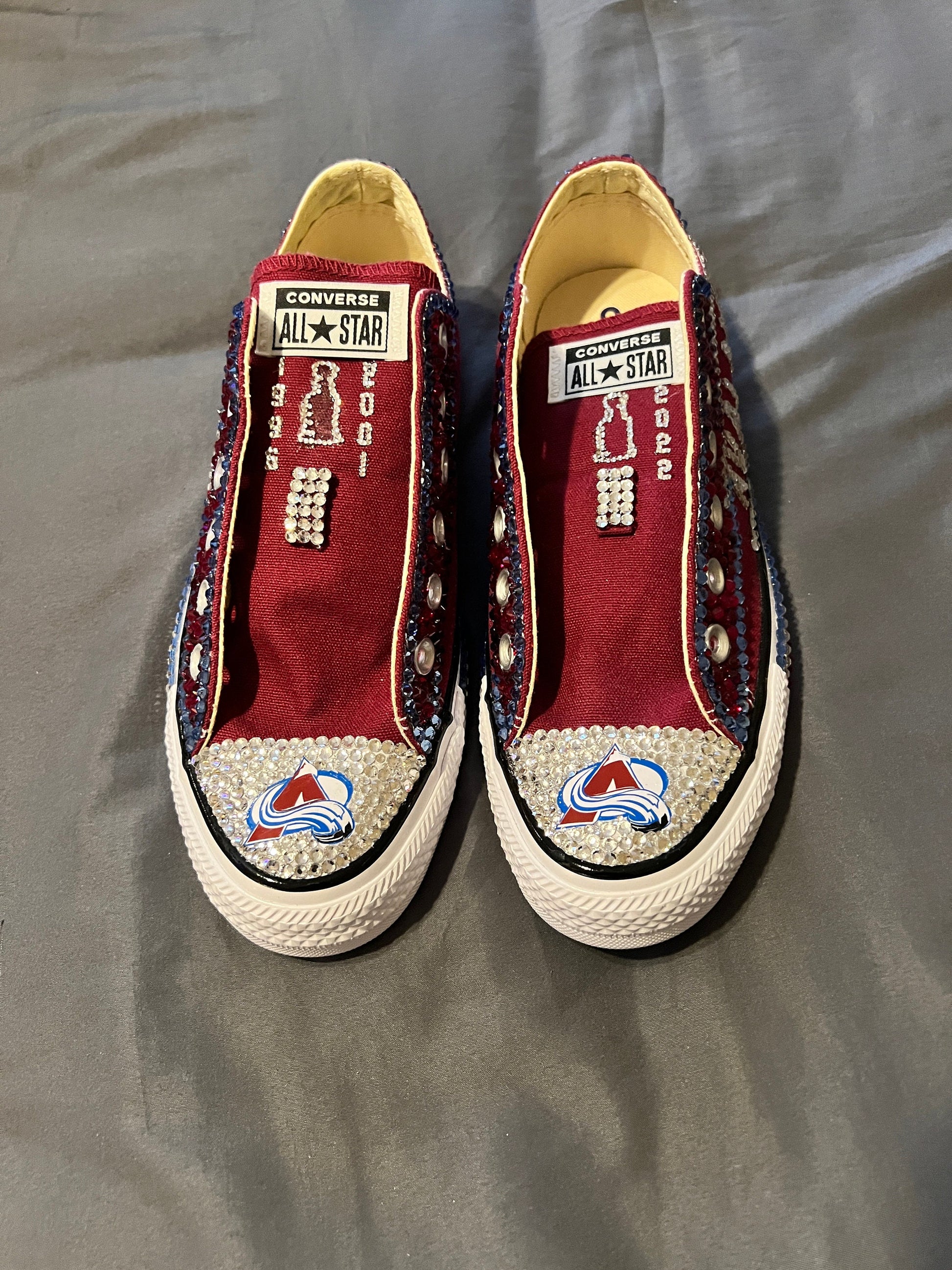 NBA/NHL Rhinestoned Low Top Converse Tennis shoes.