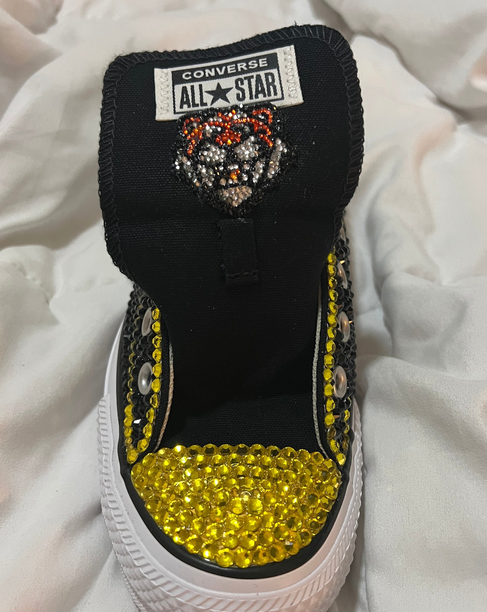 NFL/NCAA Rhinestoned Low Top Converse Tennis shoes.