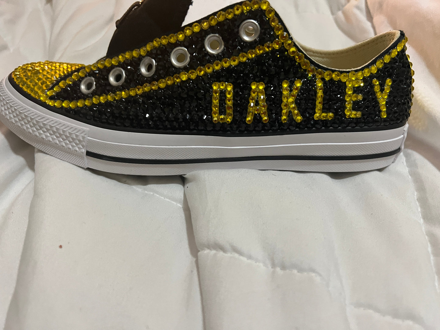 NFL/NCAA Rhinestoned Low Top Converse Tennis shoes.