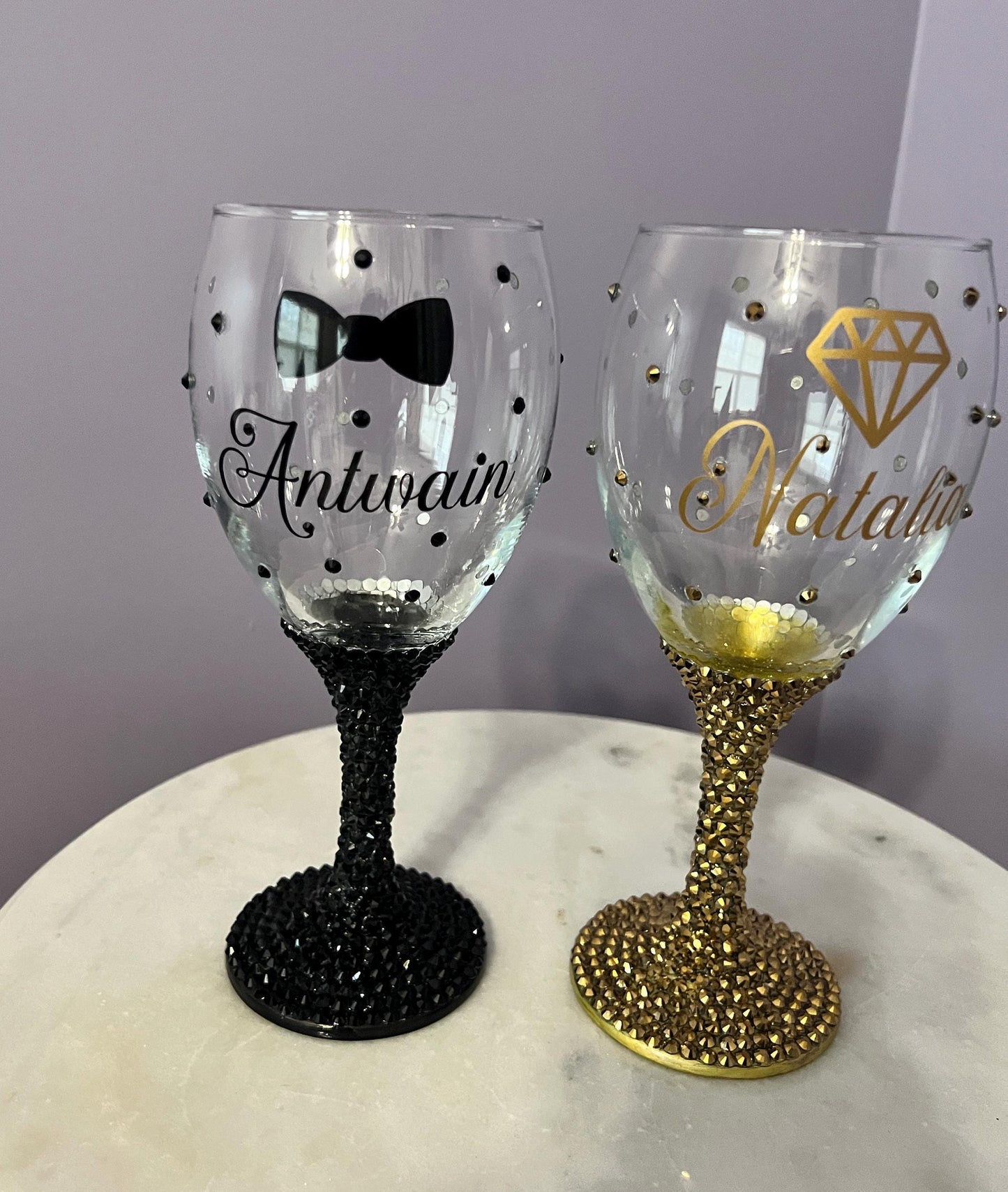 Rhinestone Wine Goblet, champagne flute, stemless wine glass, blinged Quinceanera, anniversary, wedding, Mother's Day, or bridesmaid gift