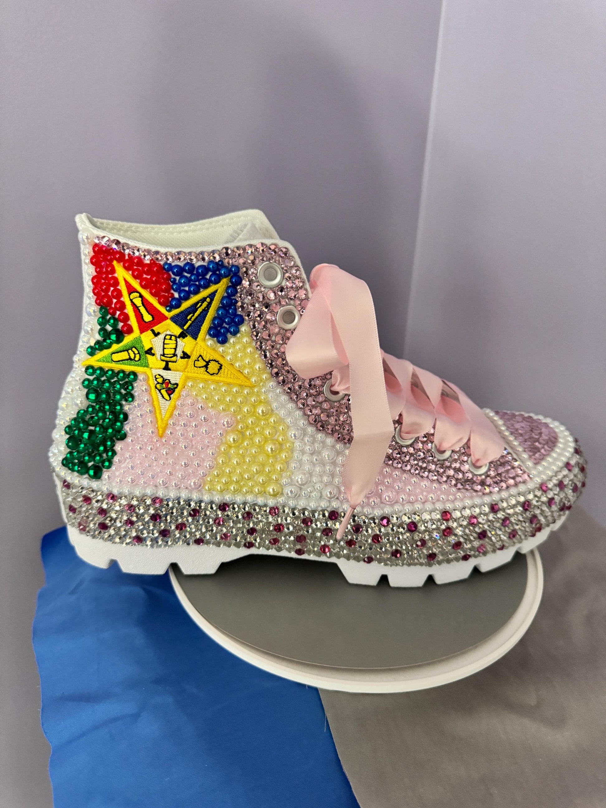 Rhinestone Platform Sneakers Customized Wedding Birthday Prom Pageant