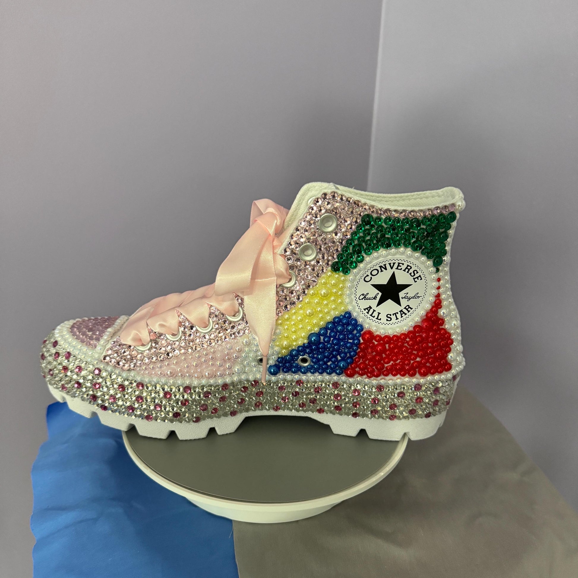 Rhinestone Platform Sneakers Customized Wedding Birthday Prom Pageant