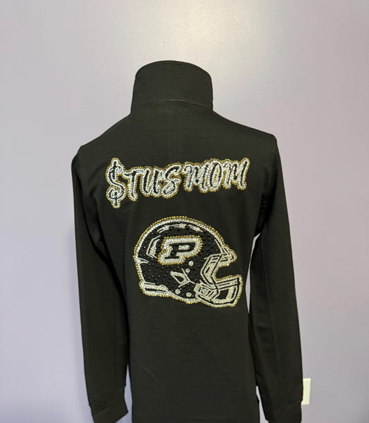 Rhinestoned Custom Quarter-Zip Jacket