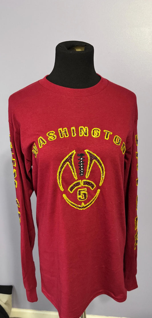 Rhinestoned Long Sleeve T-shirt Both arms rhinestoned