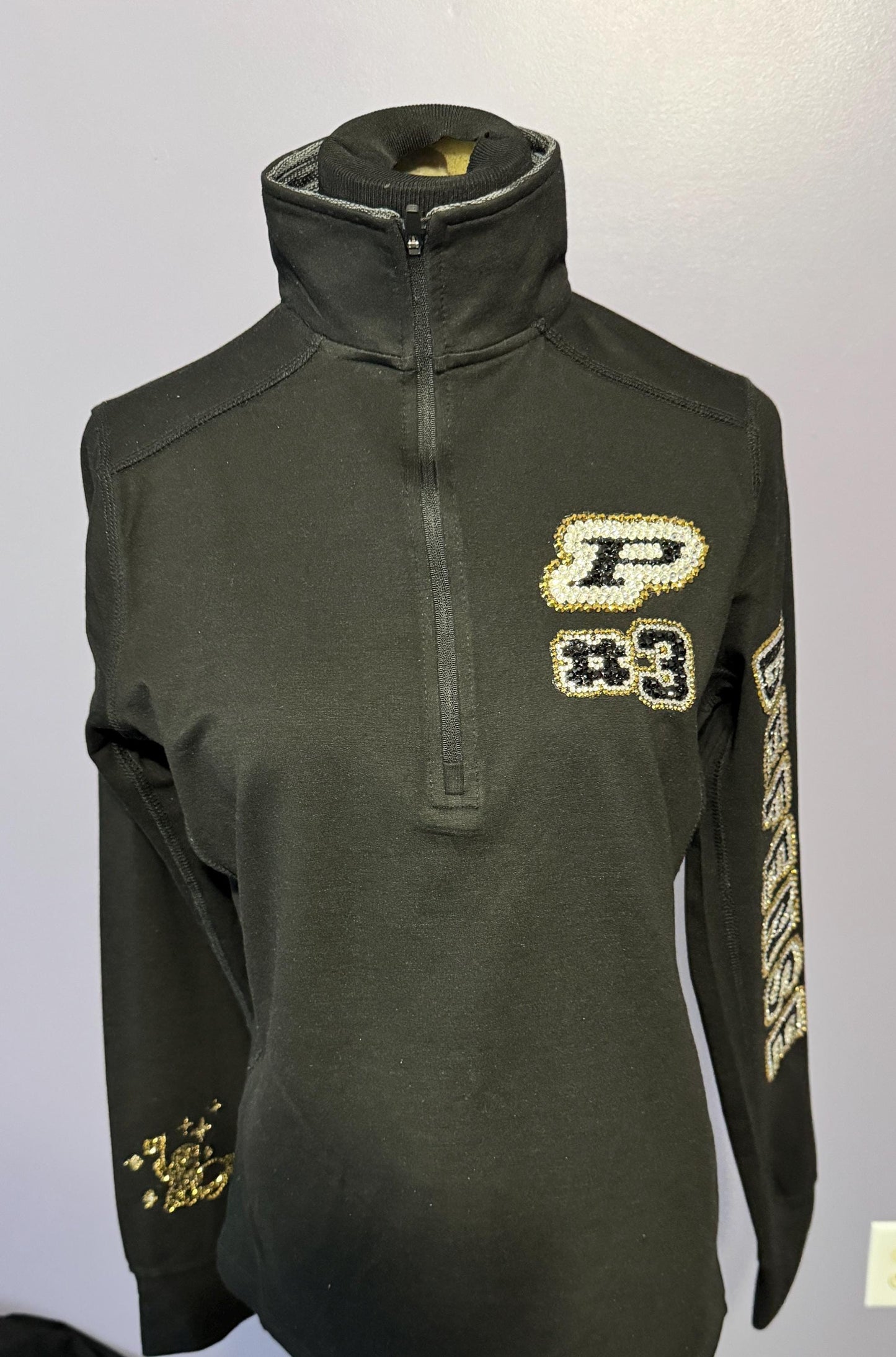 Rhinestoned Custom Quarter-Zip Jacket