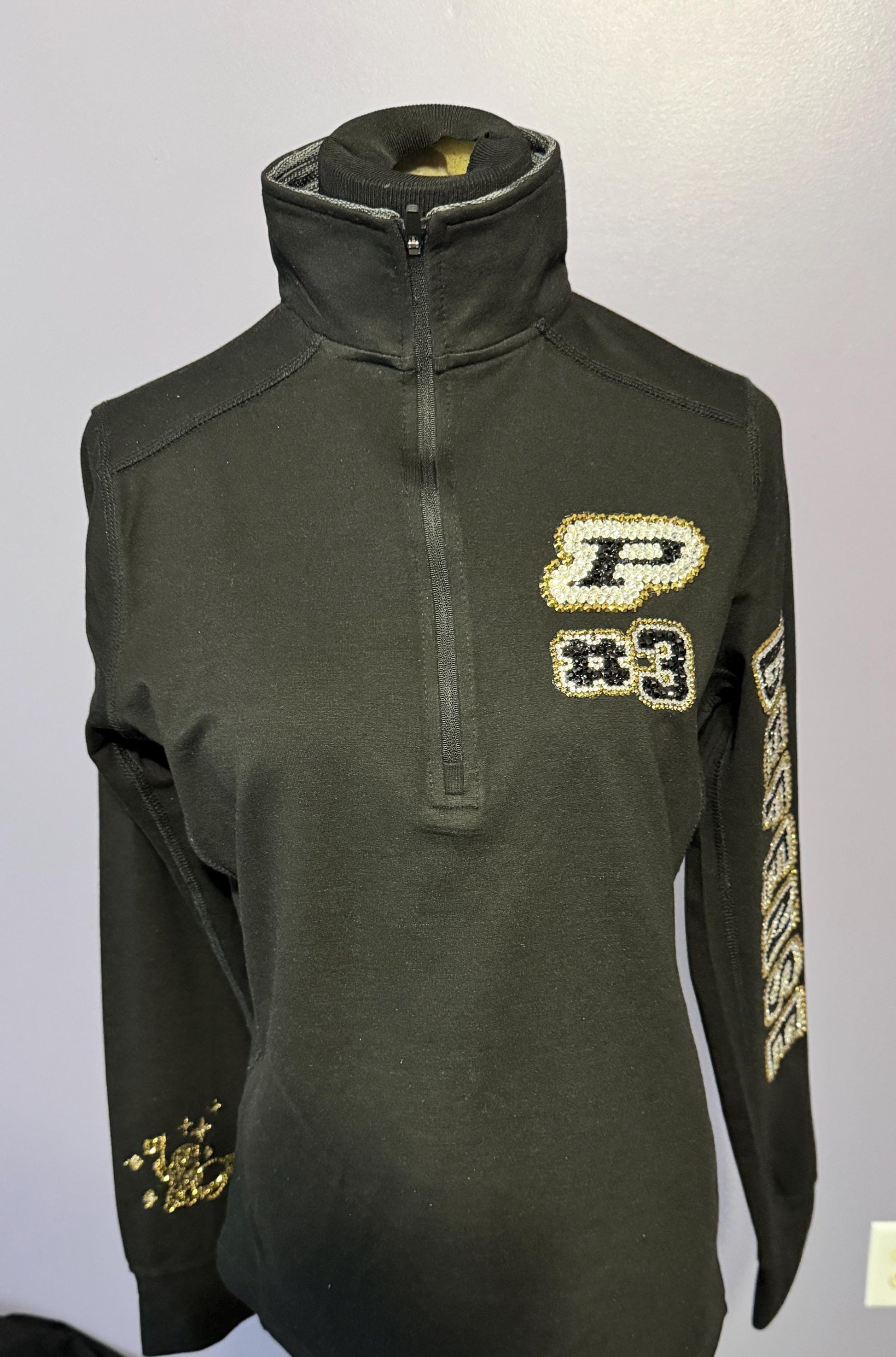 Rhinestoned Custom Quarter-Zip Jacket