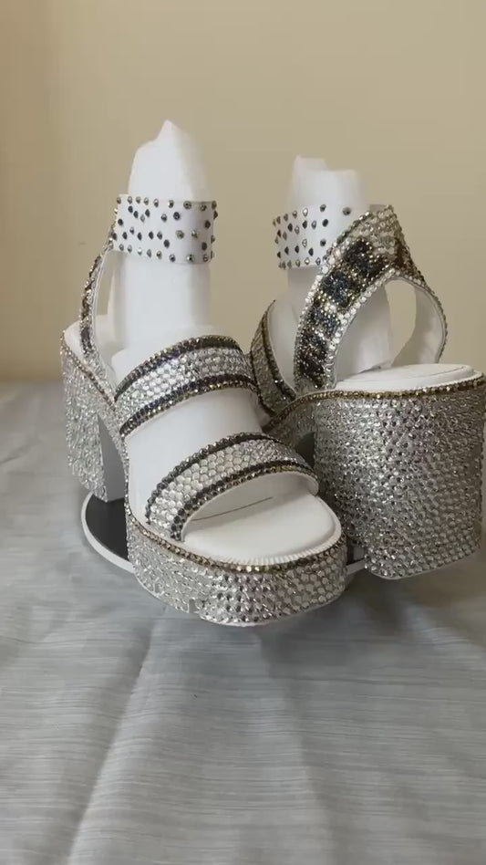 Rhinestone Bling Wedge Heels, Bride, Birthday, Weddings, Bar Mitzvah, Quinceanera