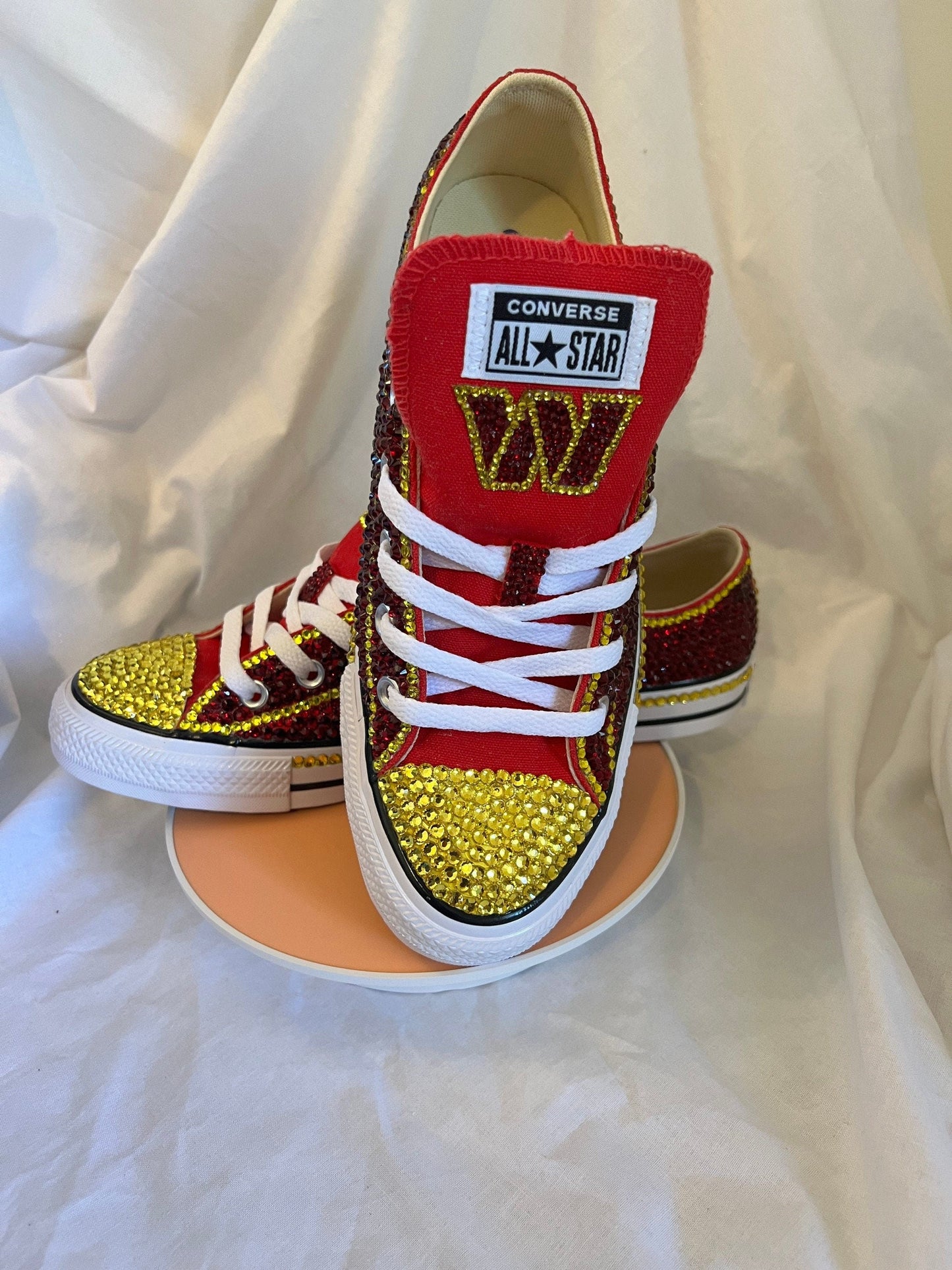 NFL/NCAA Rhinestoned Low Top Converse Tennis shoes.