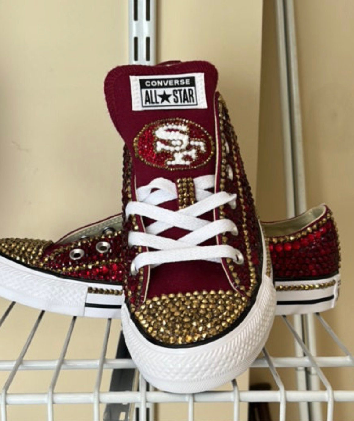 NFL/NCAA Rhinestoned Low Top Converse Tennis shoes.