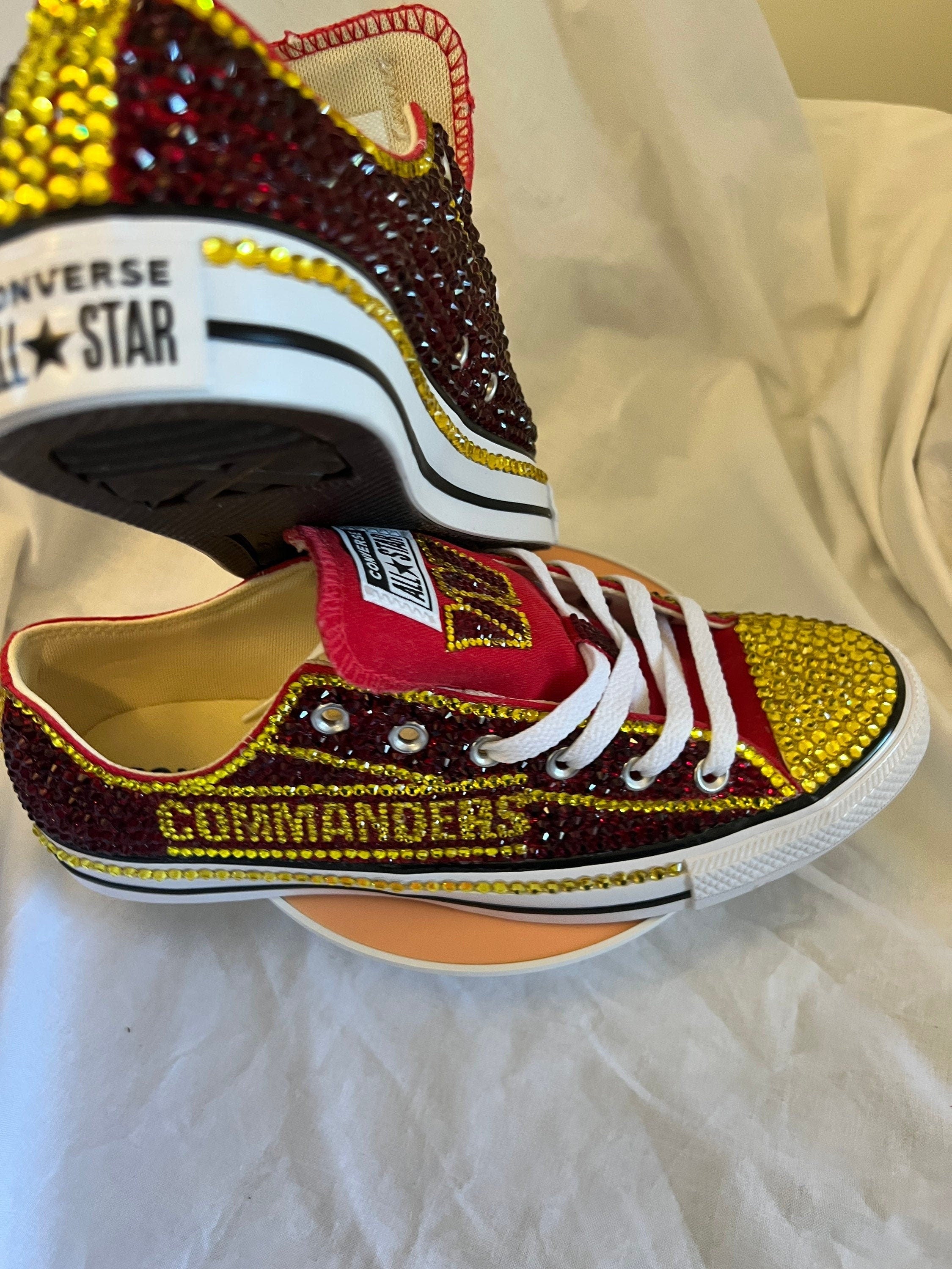 NFL NCAA Rhinestoned Low Top Converse Tennis shoes. Allblingedoutitn Bling Boutique