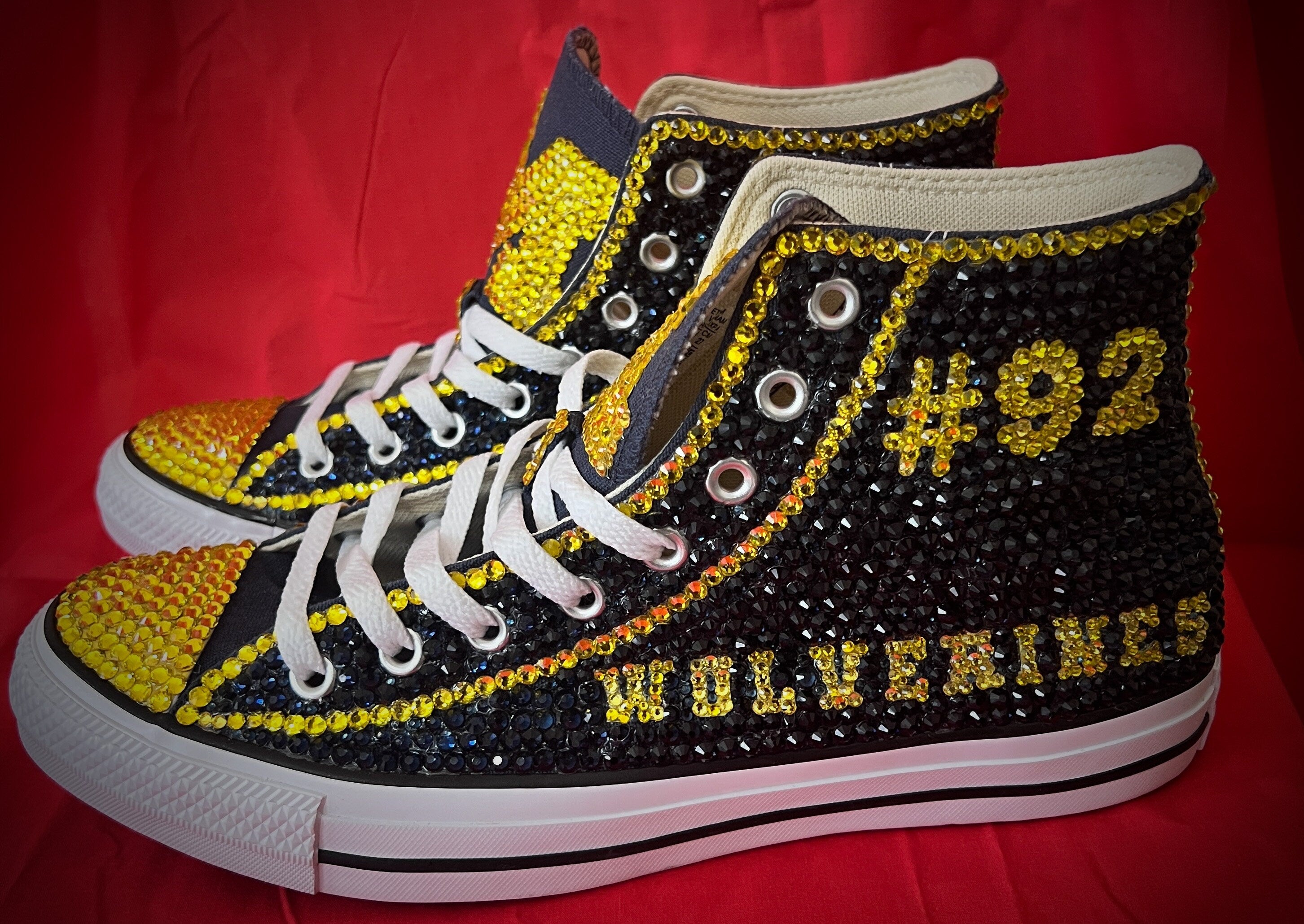 Fully Rhinestoned Professional or College Hi Top Tennis Shoes converse wedding quinceanera bling shoes 5